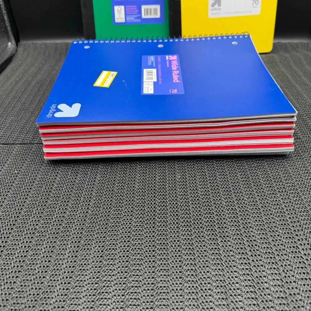 Up & Up Wide Ruled Notebook Lot 9ct Spiral Composition Blue Red Yellow Green